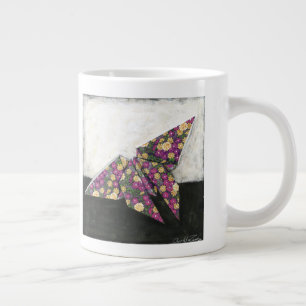 Tasse Géante Papillon Origami sur papier floral