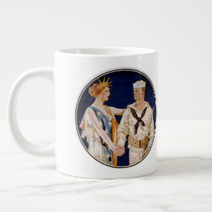Tasse Géante Patriotisme Vintage, Lady Liberty avec marin de la