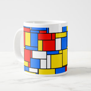 Tasse Géante Patters de Mondrian Inspecred Style Red Blue Yello