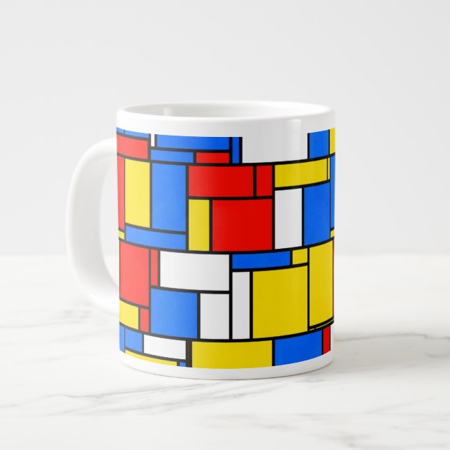 Tasse Géante Patters de Mondrian Inspecred Style Red Blue Yello (Devant gauche)
