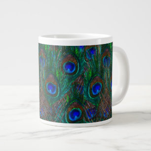 Tasse Géante Peacock Vibrant Plumes Etching Style Décor