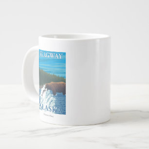 Tasse Géante Pêche à l'ours dans la rivière - Skagway, Alask