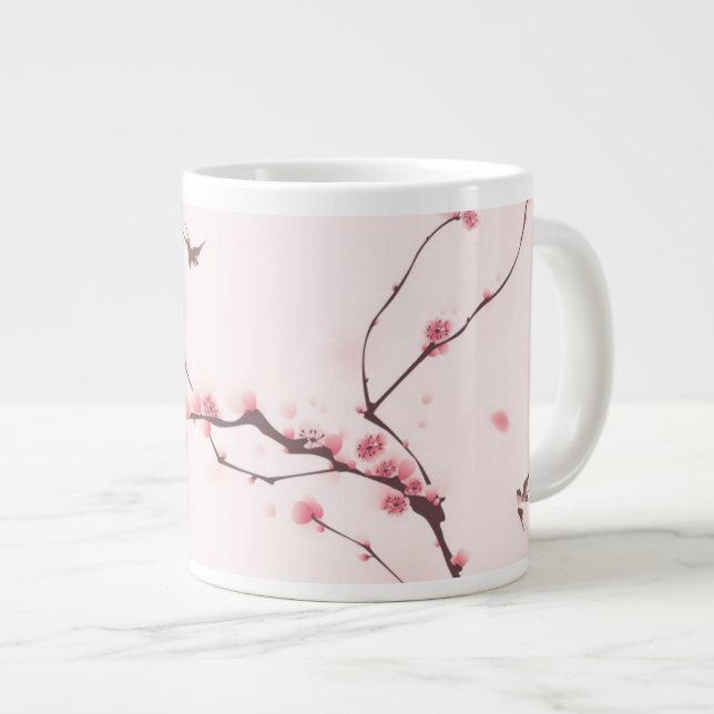 Tasse Géante Peinture orientale de style, fleurs de cerisier (Devant droit)