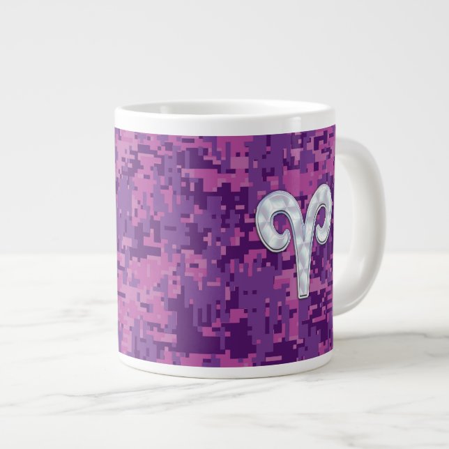 Tasse Géante Perle comme Aries Symbole Zodiaque Camouflage numé (Devant droit)