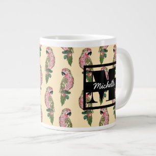 Tasse Géante Perroquets de style Zentangle Monogramme