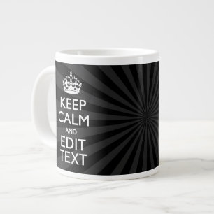 Tasse Géante Personnalisé KEEP CALM Votre texte Black Sunburst