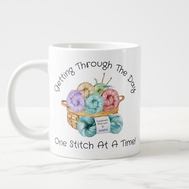 Tasse géante personnalisée Une maille à la fois (Gauche)