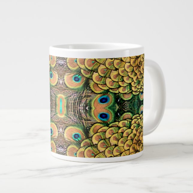 Tasse Géante Pétales Emerald Green et Gold Peacock (Devant droit)