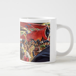 Tasse Géante Pilote d'avion à hélice unique vintage avec papara