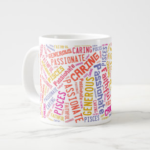 Tasse Géante Pisces Zodiac Signes Traits Motif texte