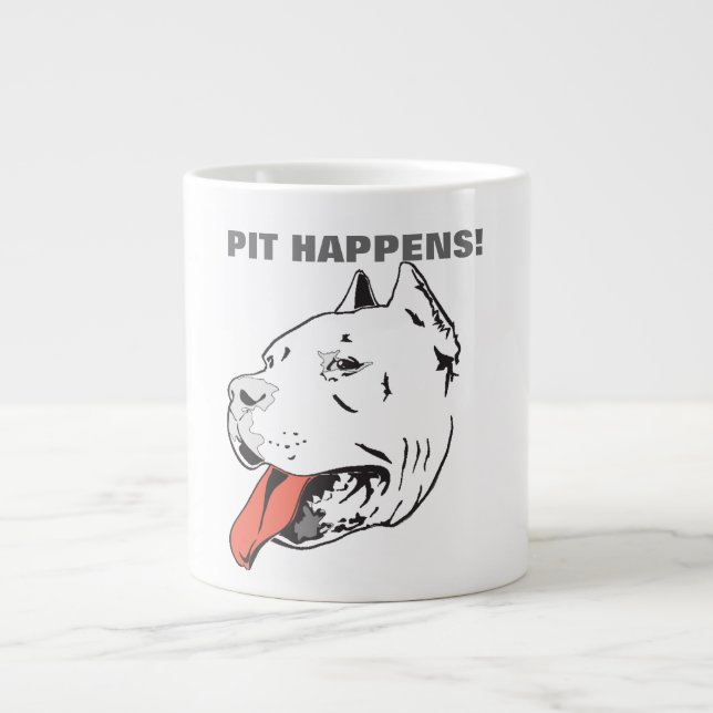 Tasse Géante Pit Happy Happy Fatigable Pit Bull Jumbo Coffee Mu (Devant)