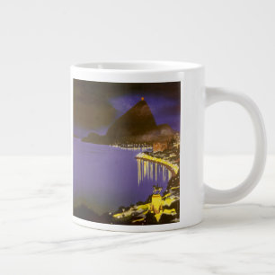 Tasse Géante Plage vintage la nuit à Rio de Janeiro, Brésil