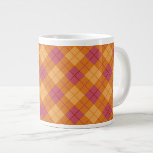 Tasse Géante Plaid en orange et rose