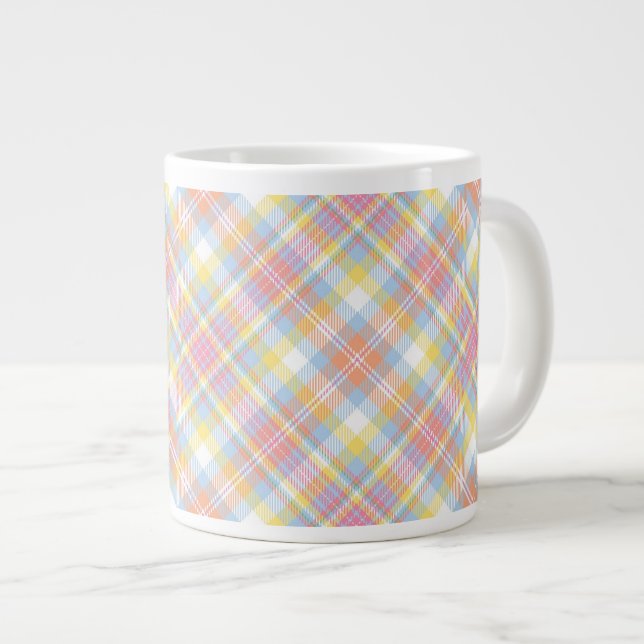 Tasse Géante Plaid en pastel de rayure (Devant droit)