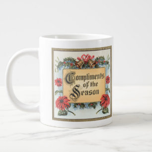 Tasse Géante Poinsettias de Noël Vintage dans un cadre d'orneme
