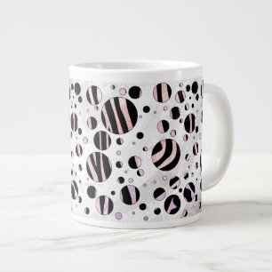 Tasse Géante Pois zèbres noirs et roses