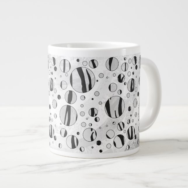 Tasse Géante Polka Dot Tiger noir et blanc (Devant droit)