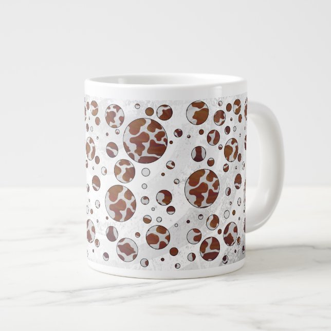 Tasse Géante Polka Dot Vache Brown et blanche (Devant droit)