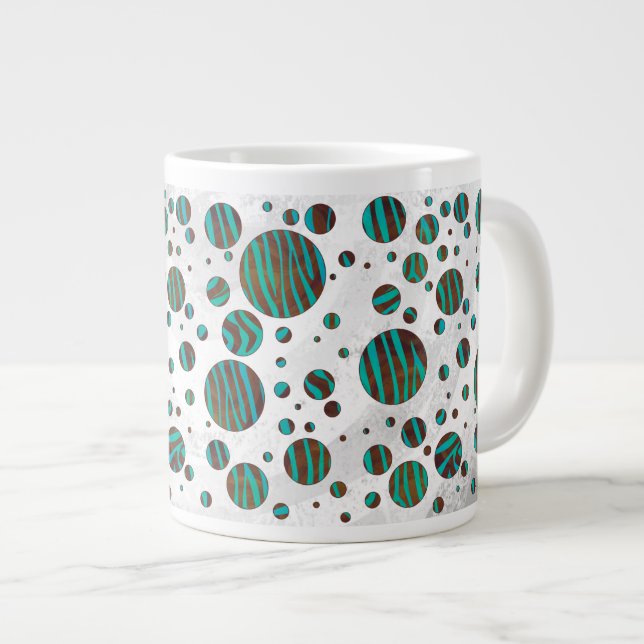 Tasse Géante Polka Dot Zebra Brown et Turquoise (Devant droit)