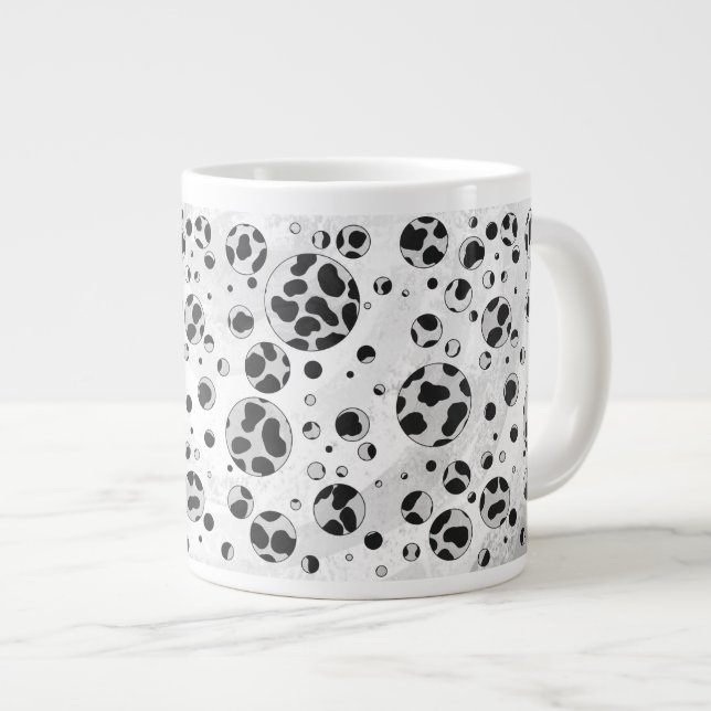 Tasse Géante Polka en Dalmatie noir et blanc (Devant droit)