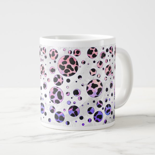 Tasse Géante Polka noire et rose de Dalmatie Imprimer (Devant droit)