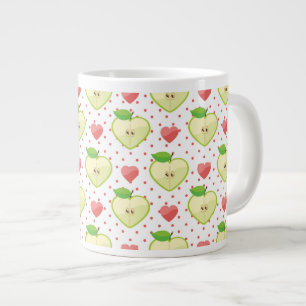 Tasse Géante Pommes cardiaques avec Pois roses et coeurs