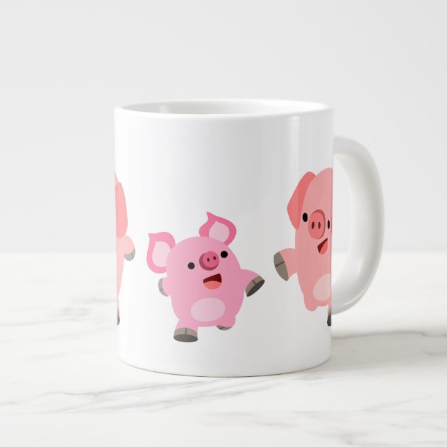 Tasse Géante Porcs de dessin mignons (Devant droit)