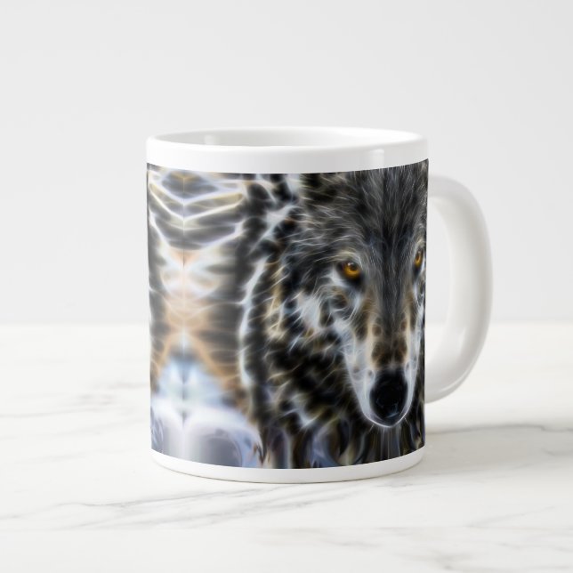 Tasse Géante Portrait graphique inspirant Wolf (Devant droit)