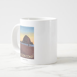 Tasse Géante Poster du Vintage voyage Haystack Rock
