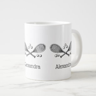 Tasse Géante Raquettes de tennis croisées vintage Sports Balles