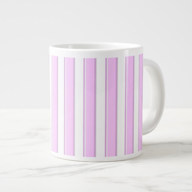 Tasse Géante Rayures roses sur fond blanc (Devant droit)