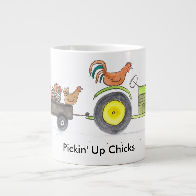 Tasse Géante Remorque complètement des poules (Devant)