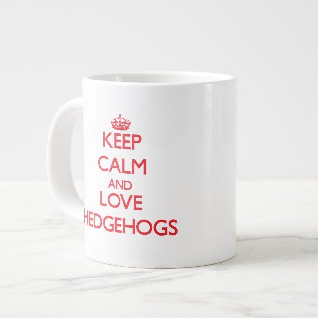 Tasse Géante Restez calme et aimez Hedgehows (Devant gauche)