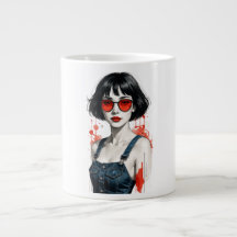 Tasse géante rétro vintage Pop Art Girl – 80s 90s