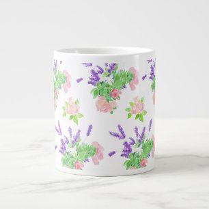 Tasse Géante Roses nostalgiques roses, Fausse fleur orange, Lav