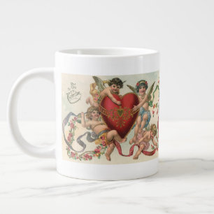 Tasse Géante Saint-Valentin vintage, anges victoriens chérubins