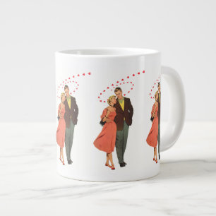 Tasse Géante Saint-Valentin vintage, cœurs romantiques flottant