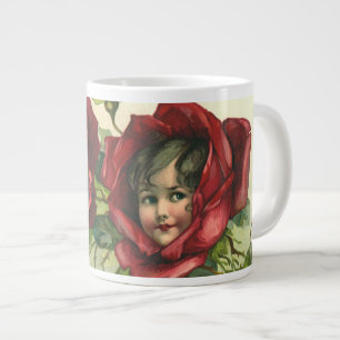 Tasse Géante Saint-Valentin vintage, visages victoriens dans le