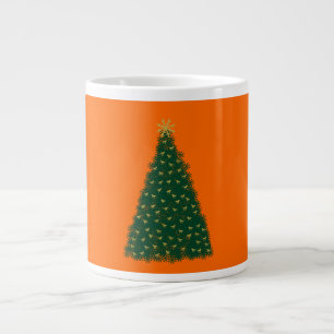 Tasse Géante Sapin de Noël vert, Chevaux de course en or, Orang