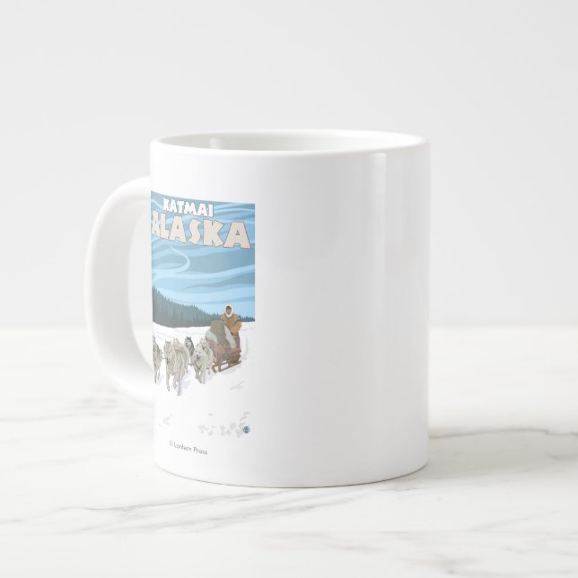 Tasse Géante Scène de traîneau à chiens - Katmai, Alaska (Devant gauche)
