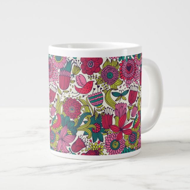 Tasse Géante Schéma floral clair (Devant droit)