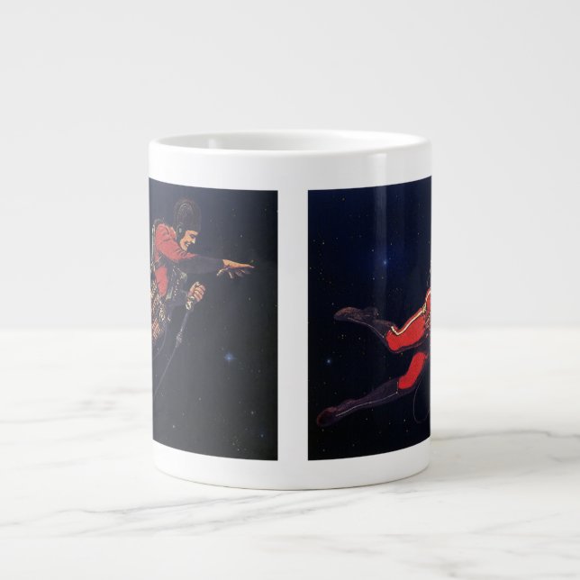Tasse Géante Science-fiction vintage d'astronaute dans l'espace (Devant)