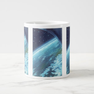 Tasse Géante Science-fiction vintage, Terre la nuit avec des ét