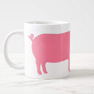 Tasse Géante Silhouette de porc rose   Animaux de ferme amusant