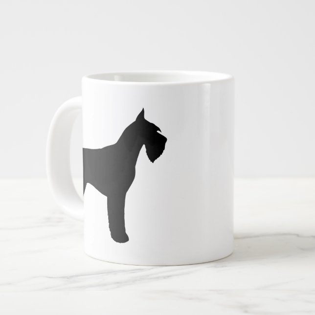 Tasse Géante Silhouettes de chien Schnauzer géant noir (Devant gauche)
