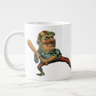 Tasse Géante Sports Vintage, joueur de baseball en colère Batte
