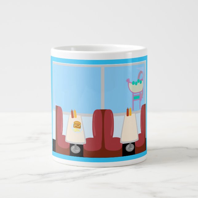 Tasse Géante Super Cute Retro Fifties Diner Cartoon Art (Devant)