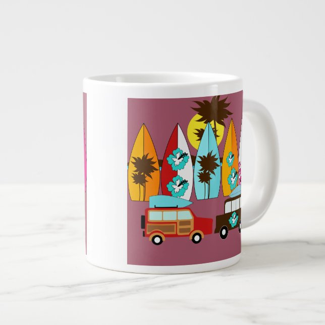 Tasse Géante Surfboards Beach Bum Surfing Hippie Vans (Devant droit)