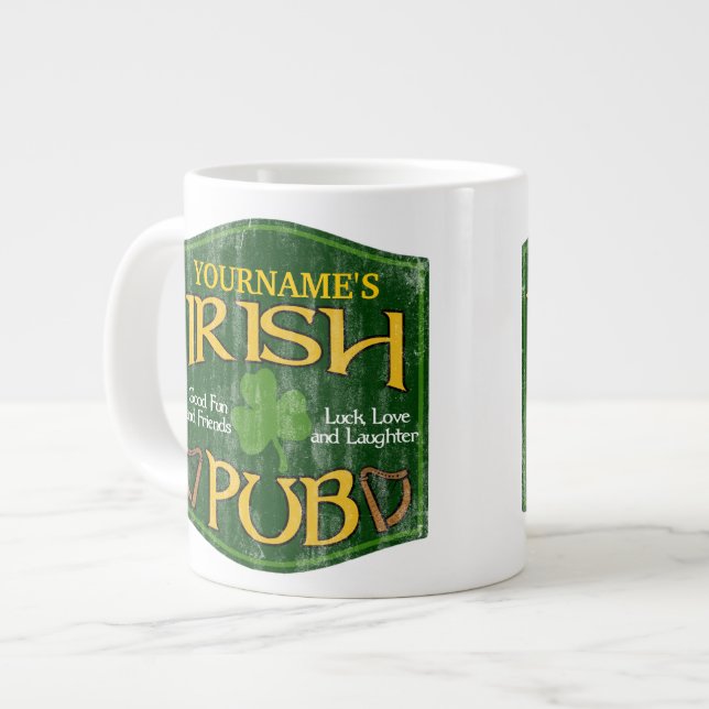 Tasse Géante Symbole de pub irlandais personnalisé (Devant gauche)