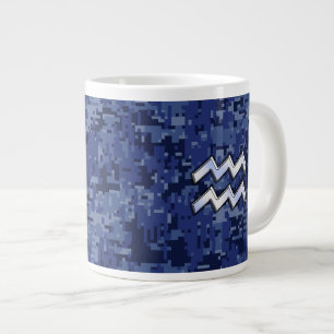 Tasse Géante Symbole Zodiaque Aquarius sur le Camouflage numéri
